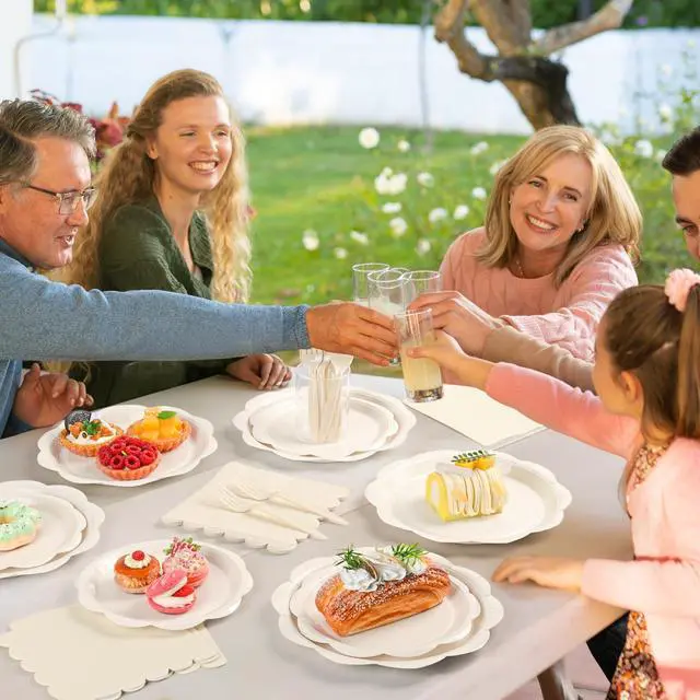 Alt view image 5 of 7 - 96 Pcs Ivory Paper Plates and Napkins Set Party Supplies Serve for 24 Guest