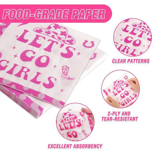 Alt view image 7 of 7 - 100 Pcs Disposable Let's Go Girls Party Tableware Set for 25 Guests