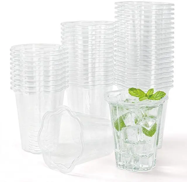 Main image of 50 Pack Scalloped Plastic Cups 12 Oz Clear Disposable Cups Scalloped Tableware for Wedding Baby Shower Birthday Party Supplies