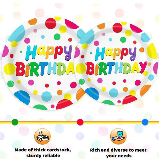 Alt view image 3 of 7 - 100 PCS Happy Birthday Paper Plates Napkins and Forks Set Serve 25