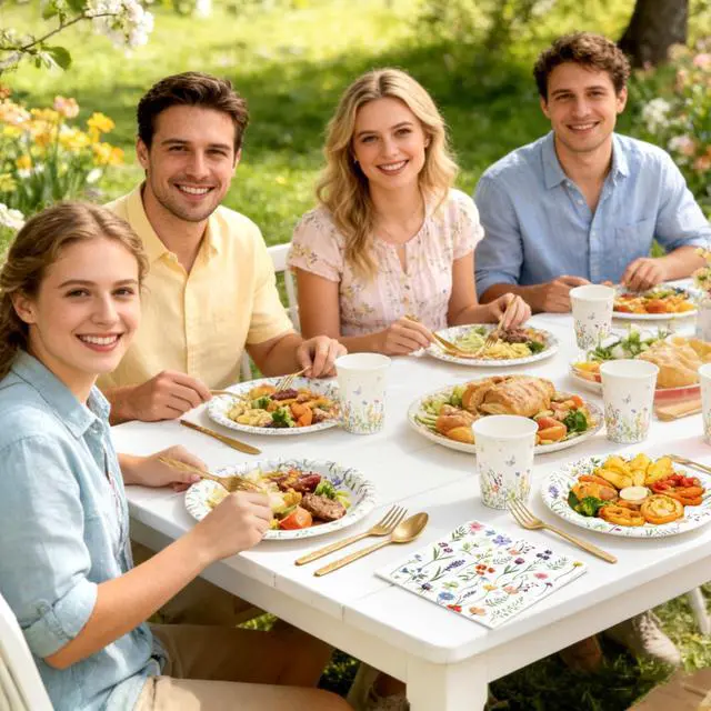 Alt view image 6 of 7 - Wildflower Party Supplies Set, Disposable Tableware, Serves 20