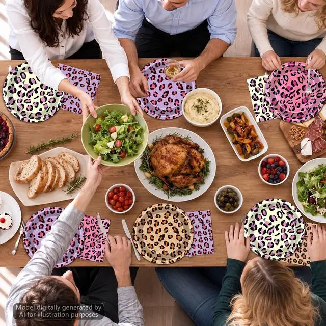 Alt view image 7 of 7 - 96Pcs Leopard Print Birthday Party Decorations Cheetah Print Paper Plates Napkins Safari Animal Leopard Disposable Tableware Dessert Plate for Jungle Animal Baby Shower Wild Party Table Decor Serve 48