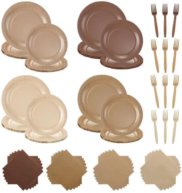 Main image of Tableware Include 9 '' and 7'' Paper Party Plates Disposable Cocktail Napkins Plastic Forks Dinnerware for Baby Shower Wedding Birthday Tea Party Supplies