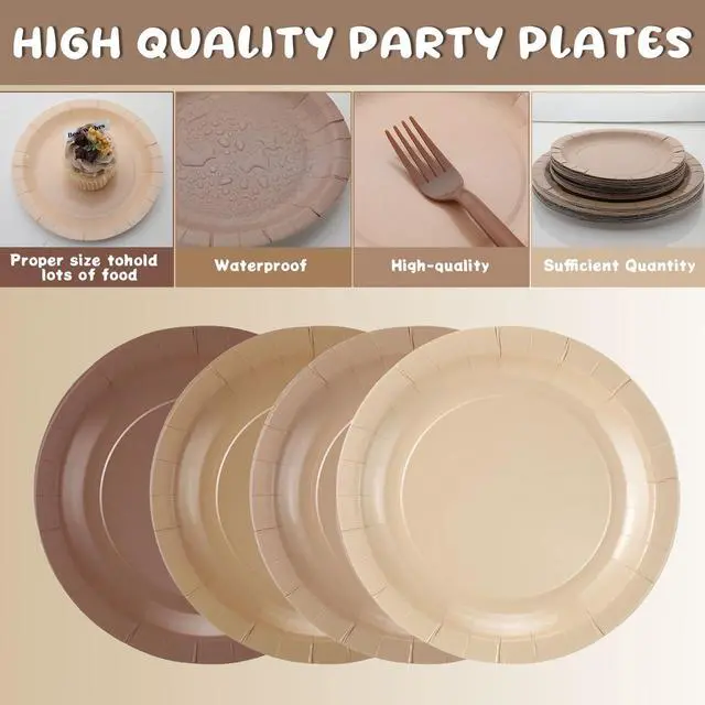 Alt view image 5 of 7 - Tableware Include 9 '' and 7'' Paper Party Plates Disposable Cocktail Napkins Plastic Forks Dinnerware for Baby Shower Wedding Birthday Tea Party Supplies