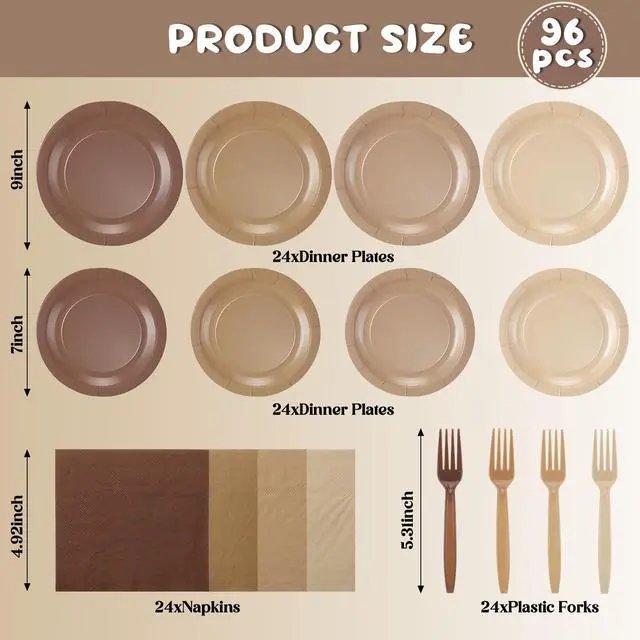 Alt view image 3 of 7 - Tableware Include 9 '' and 7'' Paper Party Plates Disposable Cocktail Napkins Plastic Forks Dinnerware for Baby Shower Wedding Birthday Tea Party Supplies