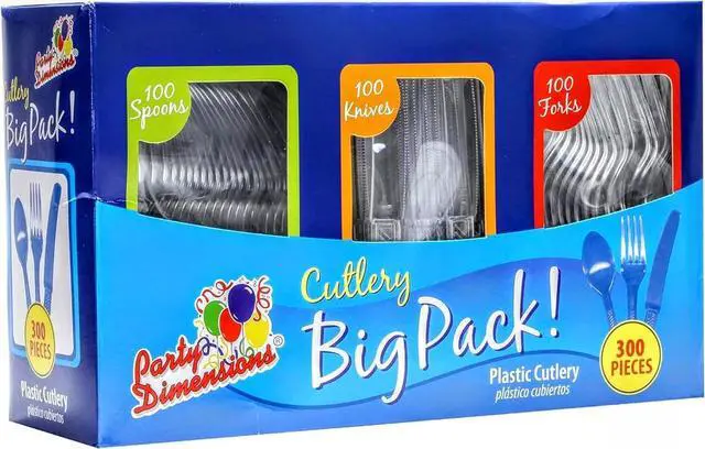 Main image of 300 Count Plastic Cutlery Combo Box, Disposable Clear Plastic Silverware Utensils Set, 100 Forks, 100 Spoons, 100 Knives