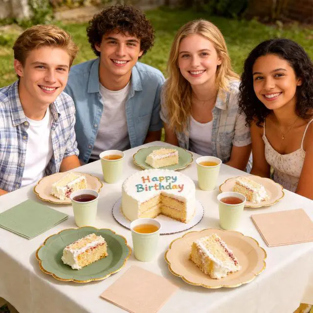 Alt view image 7 of 7 - 60pcs Sage Green and Nude Disposable Paper Plates & Napkins Set for 20