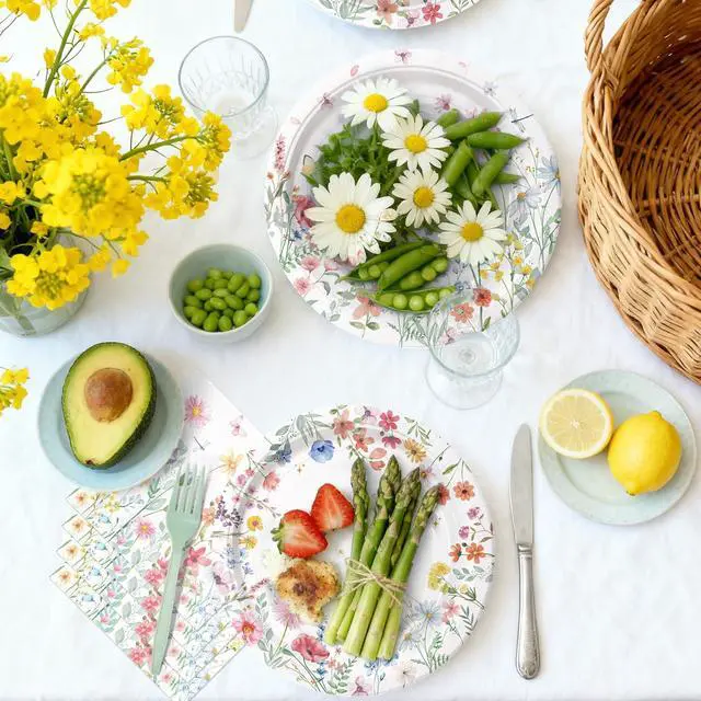 Alt view image 6 of 6 - 96 Pieces Spring Wildflower Floral Tableware Set Garden Flower Disposable Plates, Napkins for Spring Birthday, Bridal Shower, Tea Party, and Mothers Day Celebrations Serves 24 Guests