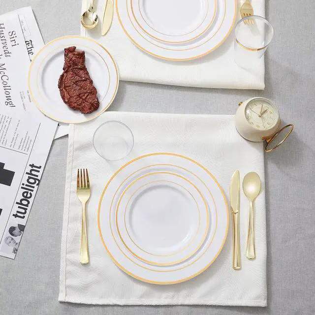 Alt view image 7 of 7 - 60PCS Gold Plastic Silverware, Heavy Duty Disposable Utensils/Cutlery