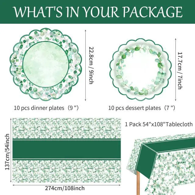 Alt view image 2 of 7 - 41PCS Eucalyptus Leaf Party Supplies Decorations