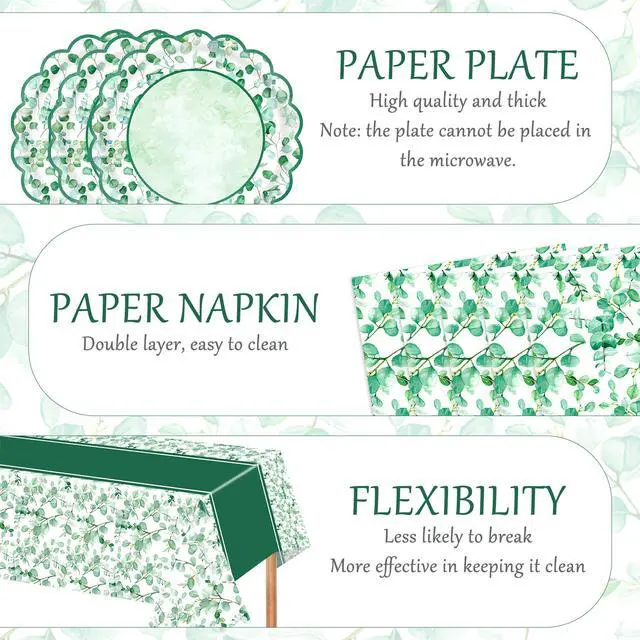 Alt view image 4 of 7 - 41PCS Eucalyptus Leaf Party Supplies Decorations