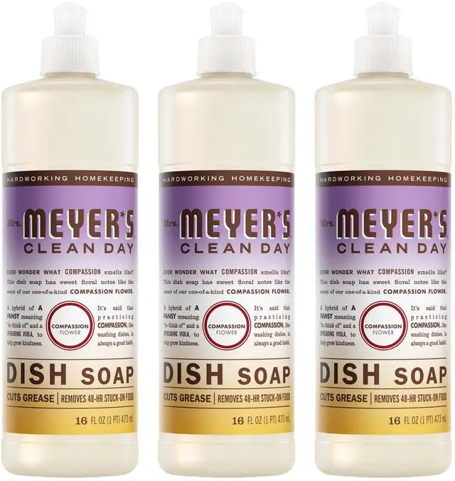 Main image of CLEAN DAY Liquid Dish Soap, Compassion Flower Scent, 16 Fl Oz Bottle - 3 Pack