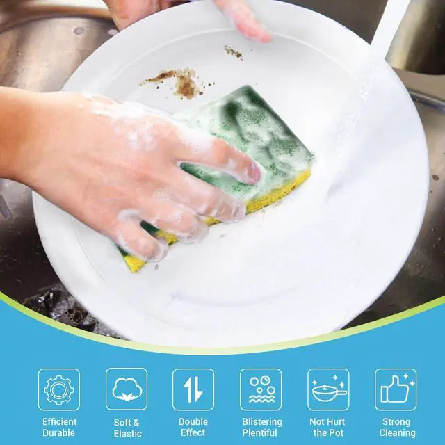 Alt view image 2 of 7 - Sponges Kitchen, Heavy Duty Scrub Sponge, 6Count, Sponges for Dishes