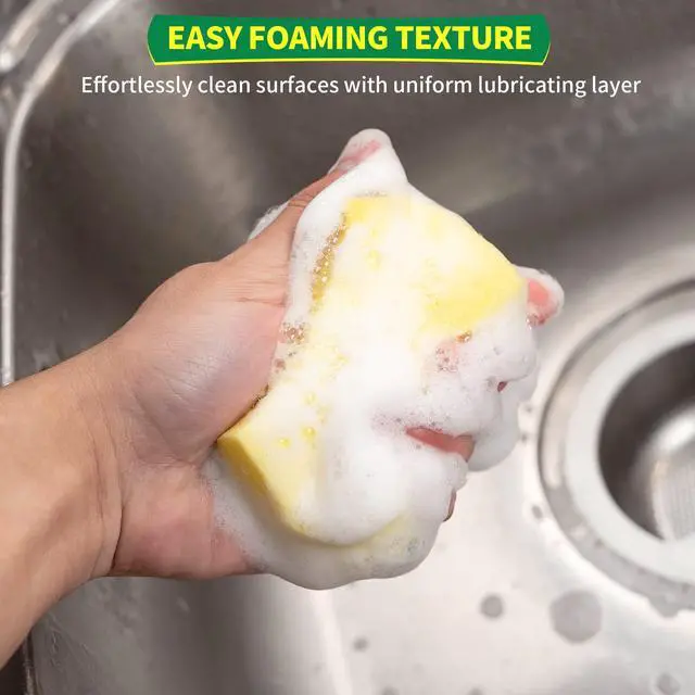 Alt view image 6 of 7 - Sponges Kitchen, Heavy Duty Dish Sponge 24 Pack, Scrub Cleaning Sponge for Dishes, Non-Coated Cookware, Sink & Countertops, Multipurpose Cleaning Supplies for Home, Kitchen & Bathroom