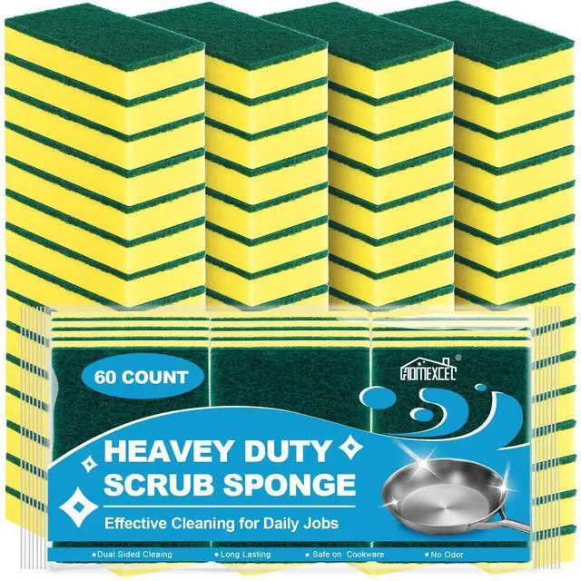 Main image of Heavy Duty Scrub Sponges Kitchen 60 Count, Extra-Large Sponges for Cleaning Kitchen and Household, Dish Scrubber for Washing Dishes, Pots and Pans