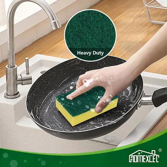 Alt view image 6 of 7 - Heavy Duty Scrub Sponges Kitchen 60 Count, Extra-Large Sponges for Cleaning Kitchen and Household, Dish Scrubber for Washing Dishes, Pots and Pans