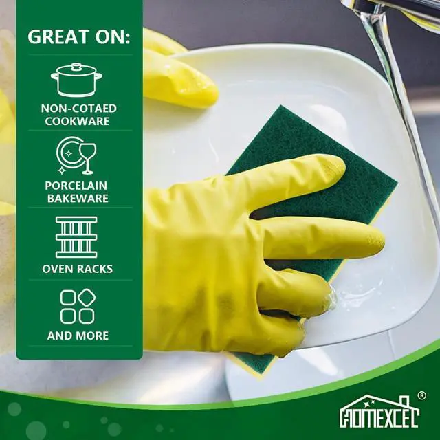 Alt view image 5 of 7 - Heavy Duty Scrub Sponges Kitchen 60 Count, Extra-Large Sponges for Cleaning Kitchen and Household, Dish Scrubber for Washing Dishes, Pots and Pans