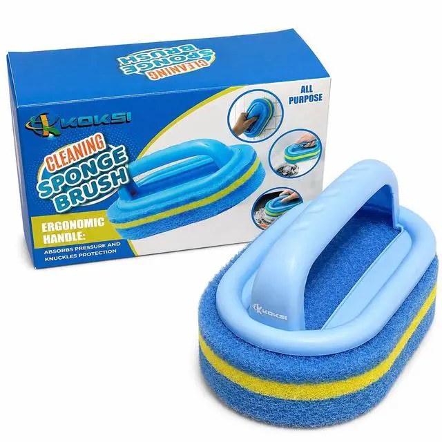 Alt view image 2 of 7 - Cleaning Brush for Bathroom Kitchen Bathtub Toilet Cleaner All Purpose Shower Sponge Scrubbing Brush with Ergonomic Handle