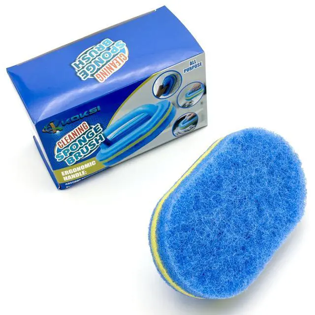 Alt view image 4 of 7 - Cleaning Brush for Bathroom Kitchen Bathtub Toilet Cleaner All Purpose Shower Sponge Scrubbing Brush with Ergonomic Handle
