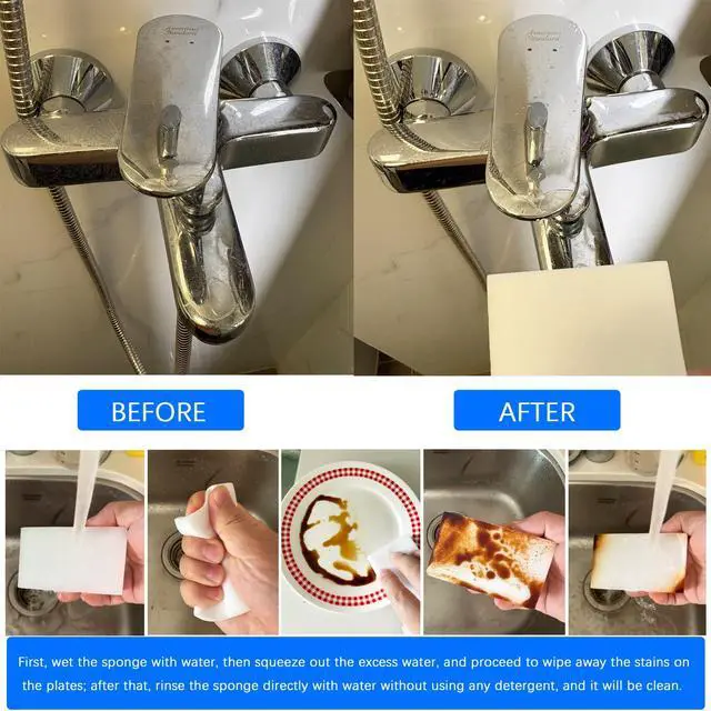 Alt view image 5 of 7 - 50pcs Magic Sponge Eraser Extra Thick Long Lasting Melamine Cleaning Sponge Bulk - Multi-Surface Electric Wash Foam Cleaning Pads - Bathtub, Floor, Base, Bath, Wall Cleaner (50, 10 * 6 * 2cm)