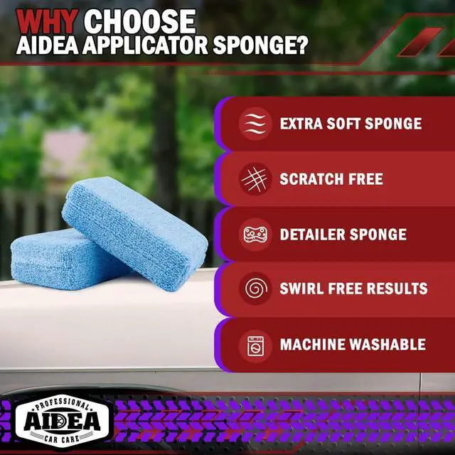 Alt view image 3 of 7 - Microfiber Applicator Pads-2 Pack, Car Wash Sponge, Blue