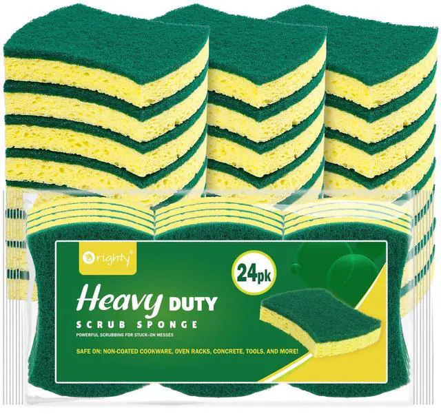 Main image of Heavy Duty Scrub Sponges Kitchen Sponge, 24 Pack Cleaning Sponges