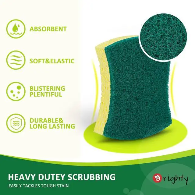 Alt view image 4 of 7 - Heavy Duty Scrub Sponges Kitchen Sponge, 24 Pack Cleaning Sponges
