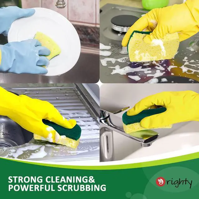 Alt view image 3 of 7 - Heavy Duty Scrub Sponges Kitchen Sponge, 24 Pack Cleaning Sponges