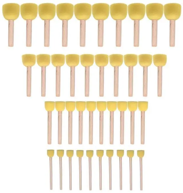 Main image of 40 Pcs Round Sponges Brush Set 4 Sizes DIY Painting Tools Yellow
