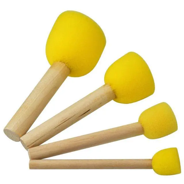Alt view image 2 of 7 - 40 Pcs Round Sponges Brush Set 4 Sizes DIY Painting Tools Yellow