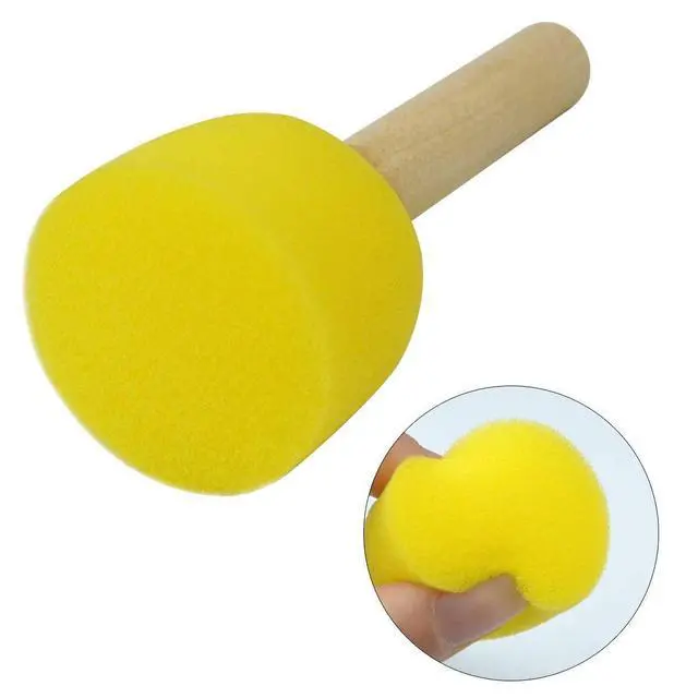 Alt view image 3 of 7 - 40 Pcs Round Sponges Brush Set 4 Sizes DIY Painting Tools Yellow