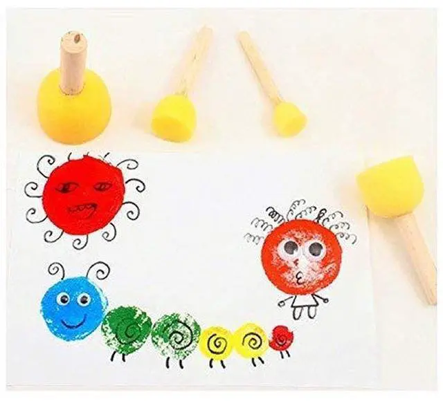 Alt view image 5 of 7 - 40 Pcs Round Sponges Brush Set 4 Sizes DIY Painting Tools Yellow