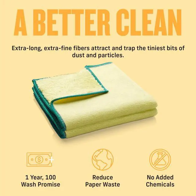 Alt view image 4 of 7 - High Performance Dusting Cloth, Reusable & Dual-Sided - 2 Pack