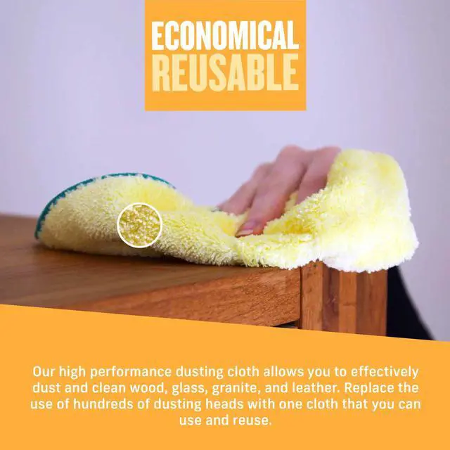 Alt view image 5 of 7 - High Performance Dusting Cloth, Reusable & Dual-Sided - 2 Pack