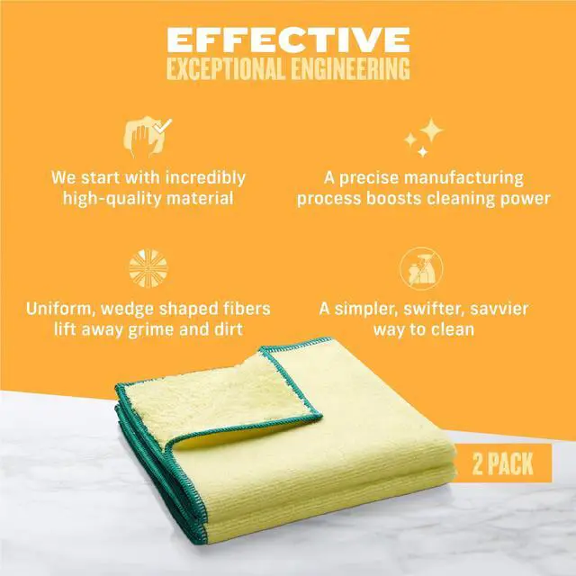 Alt view image 6 of 7 - High Performance Dusting Cloth, Reusable & Dual-Sided - 2 Pack