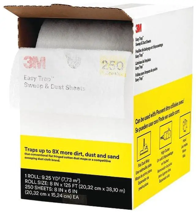 Main image of Easy Trap Sweep and Dust Sheets, 1 Roll of 60 8" x 6" Sheets, Disposable Easy Sweep Floor Duster, Picks Up 8x More Dirt, Dust, Sand, Hair, Works on Dry or Wet Surfaces, Hardwood Floors, 59152W