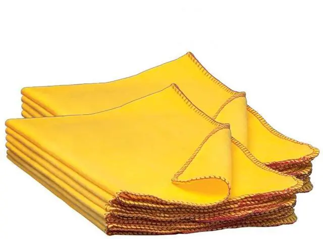Main image of (60235) 13" x 24" 100% Cotton Fully Hemmed Yellow Flannel Dust Cloths, Pack of 12, Won't Scratch Fine surfaces, Great for Automotive, Polishing, Cleaning, Machine Washable