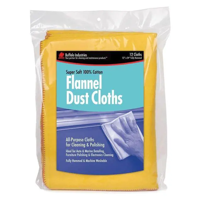 Alt view image 2 of 2 - (60235) 13" x 24" 100% Cotton Fully Hemmed Yellow Flannel Dust Cloths, Pack of 12, Won't Scratch Fine surfaces, Great for Automotive, Polishing, Cleaning, Machine Washable