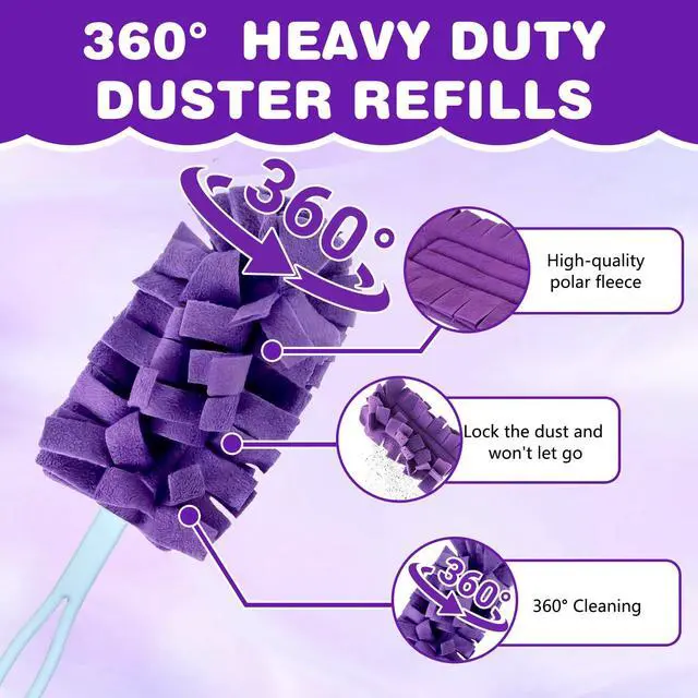 Alt view image 2 of 7 - Duster Refill Reusable Fleece Duster Refills, Heavy Duty Feather Flat Dusters Refills Washable Cleaning Pads for Home, Blinds, Car, Pet, Furniture, Fans (5 Pack-Mixed Color)