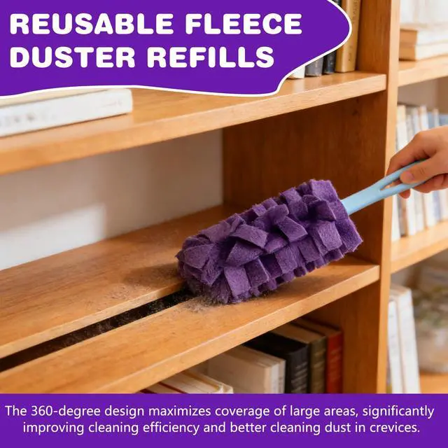 Alt view image 5 of 7 - Duster Refill Reusable Fleece Duster Refills, Heavy Duty Feather Flat Dusters Refills Washable Cleaning Pads for Home, Blinds, Car, Pet, Furniture, Fans (5 Pack-Mixed Color)