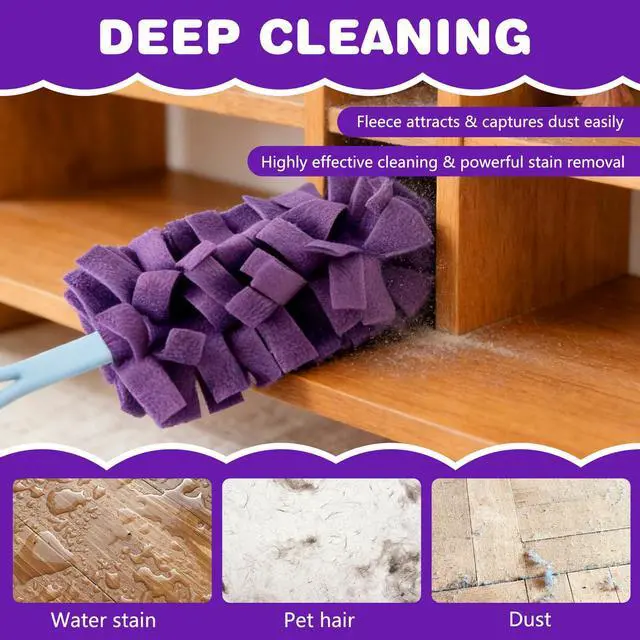 Alt view image 6 of 7 - Duster Refill Reusable Fleece Duster Refills, Heavy Duty Feather Flat Dusters Refills Washable Cleaning Pads for Home, Blinds, Car, Pet, Furniture, Fans (5 Pack-Mixed Color)