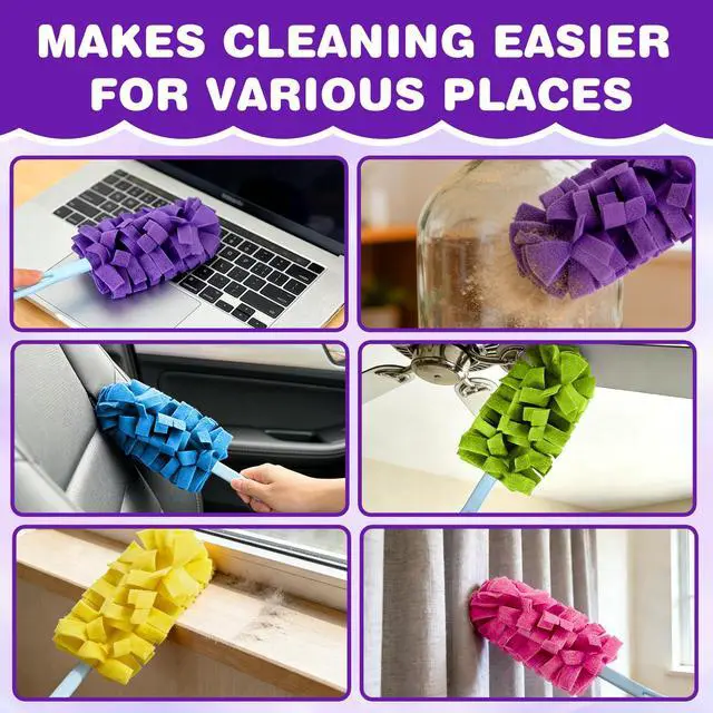 Alt view image 7 of 7 - Duster Refill Reusable Fleece Duster Refills, Heavy Duty Feather Flat Dusters Refills Washable Cleaning Pads for Home, Blinds, Car, Pet, Furniture, Fans (5 Pack-Mixed Color)