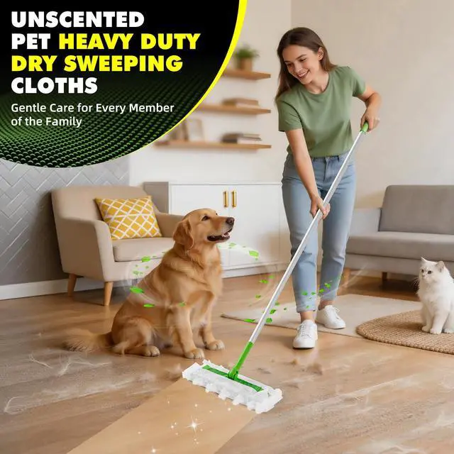 Alt view image 7 of 7 - Heavy Duty Dry Cloths for Sweeper Mop, Pet Dry Pads Refills