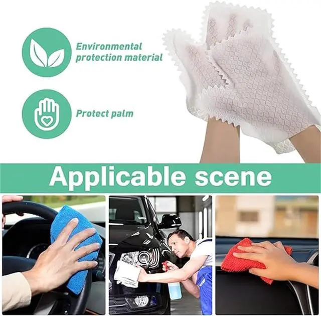 Alt view image 3 of 7 - 20 Pcs Home Dust Removal Gloves, Non Woven Gloves, Dry And Wet Dual-Purpose Cloth, Household Dishwashing And Dust Removal Cloth,Microfiber Fish Scale Cleaning Duster Glove, Disposable Cloth Gloves