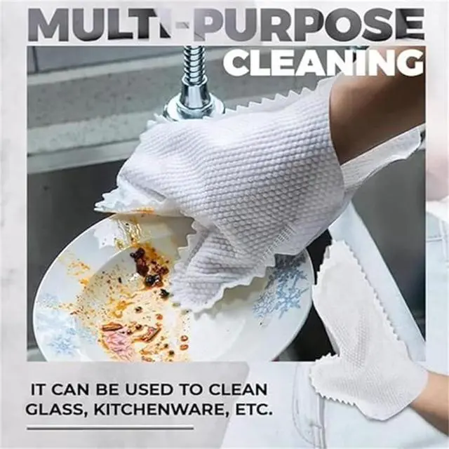 Alt view image 6 of 7 - 20 Pcs Home Dust Removal Gloves, Non Woven Gloves, Dry And Wet Dual-Purpose Cloth, Household Dishwashing And Dust Removal Cloth,Microfiber Fish Scale Cleaning Duster Glove, Disposable Cloth Gloves