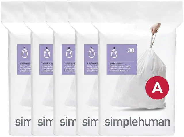 Main image of Code A 150 Count Custom Fit Liners, Drawstring Kitchen Trash Bags, One-by-One Mess-Free Dispense, Extra Thick & Double Seamed, 50% PCR Plastic, 4.5 Liter / 1.2 Gallon, White