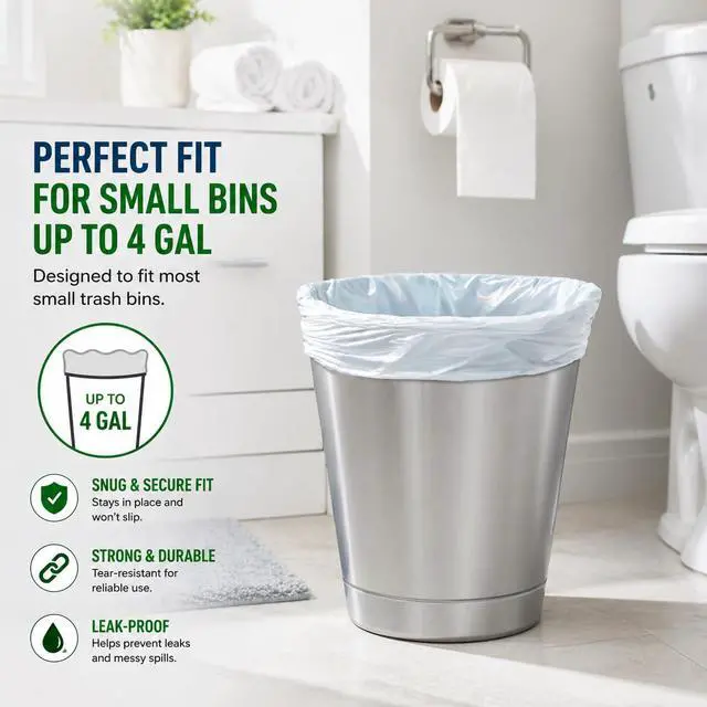 Alt view image 6 of 7 - 4 gallon Small Trash Bags Lavender Scented (200 Count) White Bathroom Garbage Bags 15 Liter Diaper Bags Mini Wastebasket Can Liners for Home Office Bins (200 Bags)