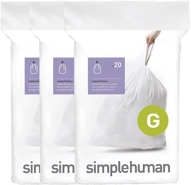 Main image of G 60 Count Custom Fit Liners, Drawstring Kitchen Trash Bags, One-by-One Mess-Free Dispense, Extra Thick & Double Seamed, 50% PCR Plastic, 30 Liter / 8 Gallon, White