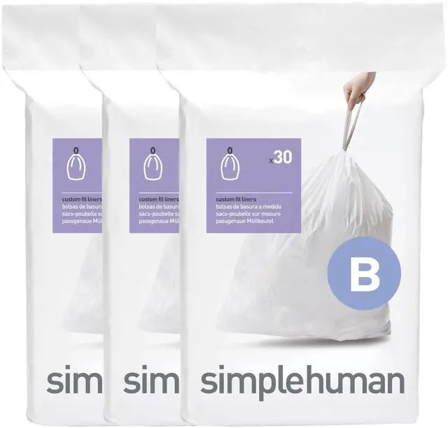 Main image of Code B 90 Count Custom Fit Liners, Drawstring Kitchen Trash Bags, One-by-One Mess-Free Dispense, Extra Thick & Double Seamed, 50% PCR Plastic, 6 Liter / 1.6 Gallon, White