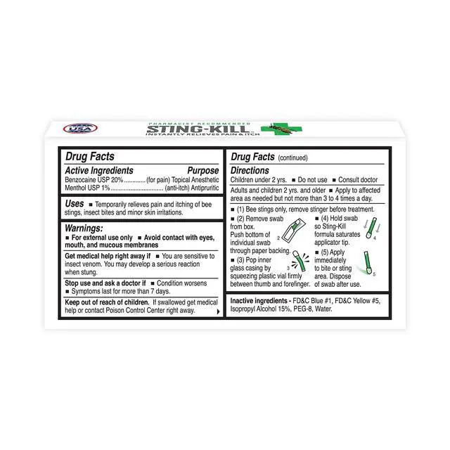 Alt view image 2 of 6 - Anesthetic Swabs, Bee Sting & Bug Bite Relief, 10-Count